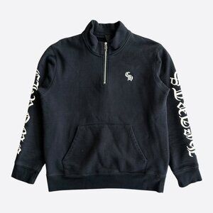 Chrome Hearts Black & White Embroidered Logo Quarter Zip Sweater